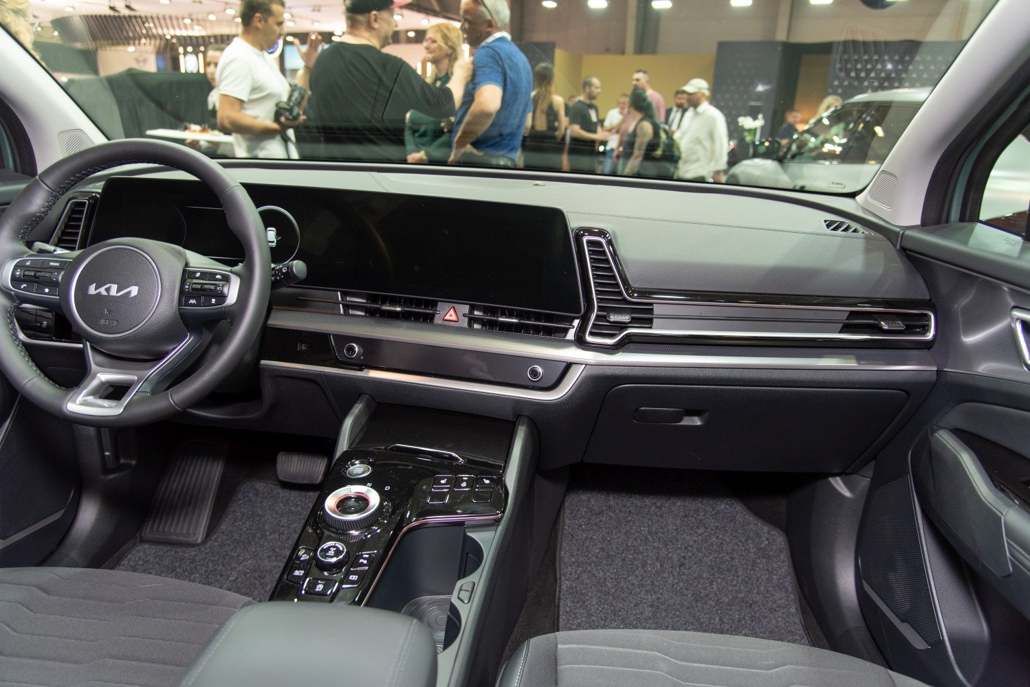 Digital dashboard with multifunction steering wheel and modern center console