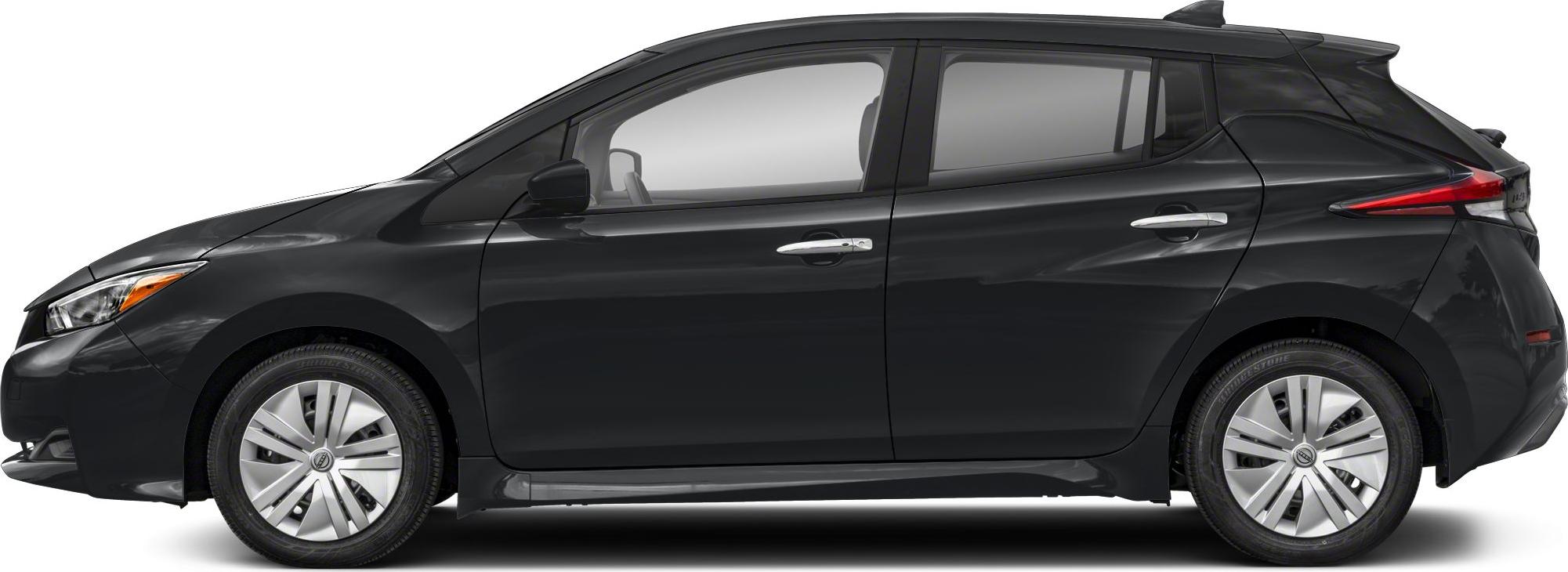 Side profile of a sleek hatchback with distinctive alloy wheels