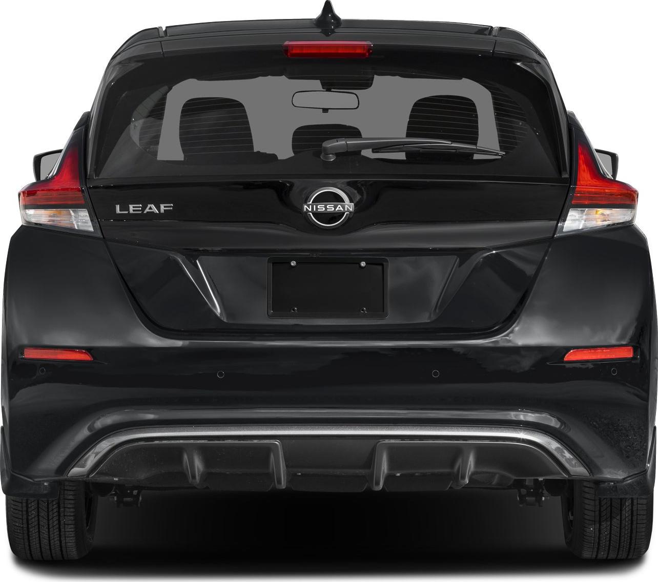 Rear view of an electric hatchback with distinct taillights and rear wiper.