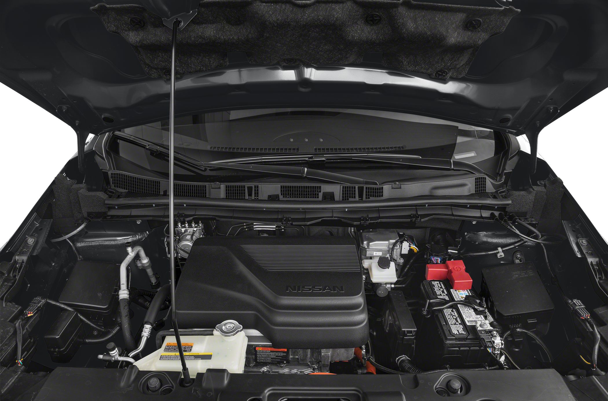 Nissan Leaf II ZE1 engine compartment with key EV components