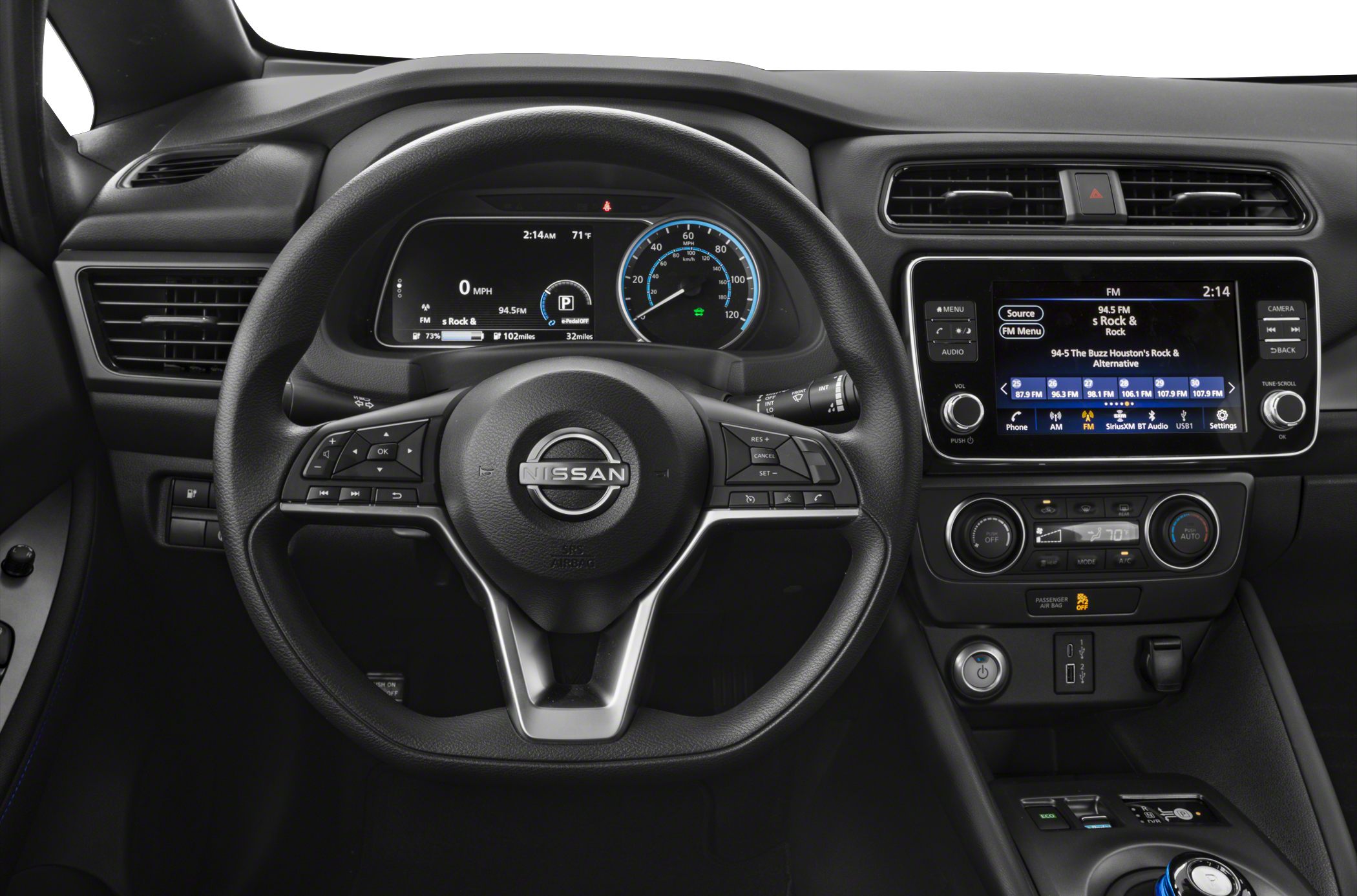 Digital instrument cluster and touchscreen infotainment in car interior