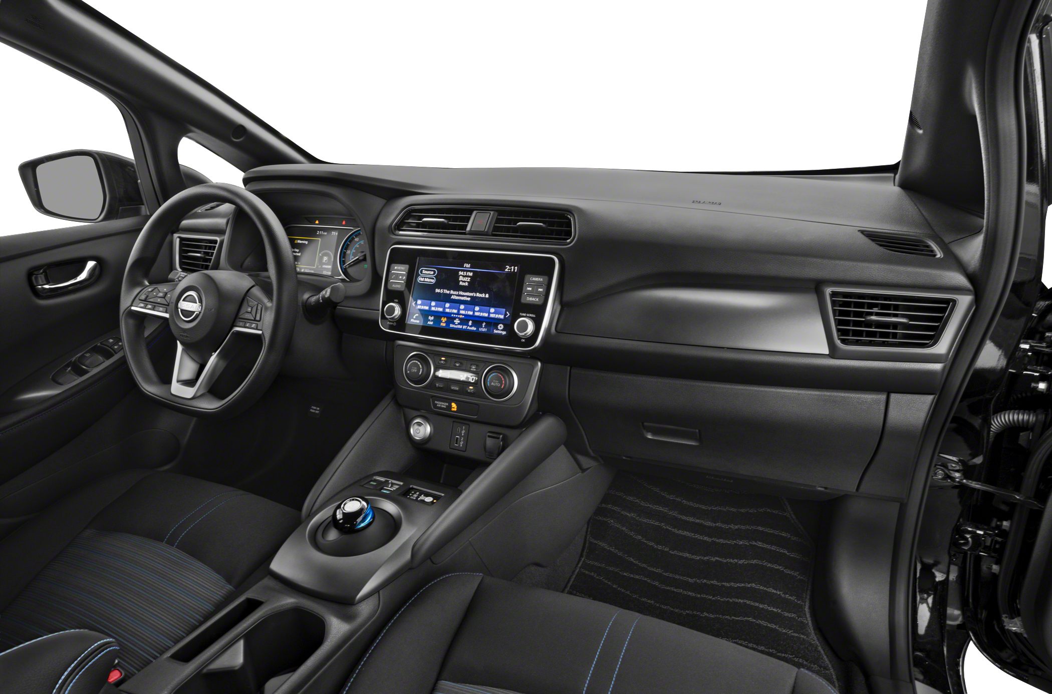 Dashboard and center console with infotainment of compact electric vehicle