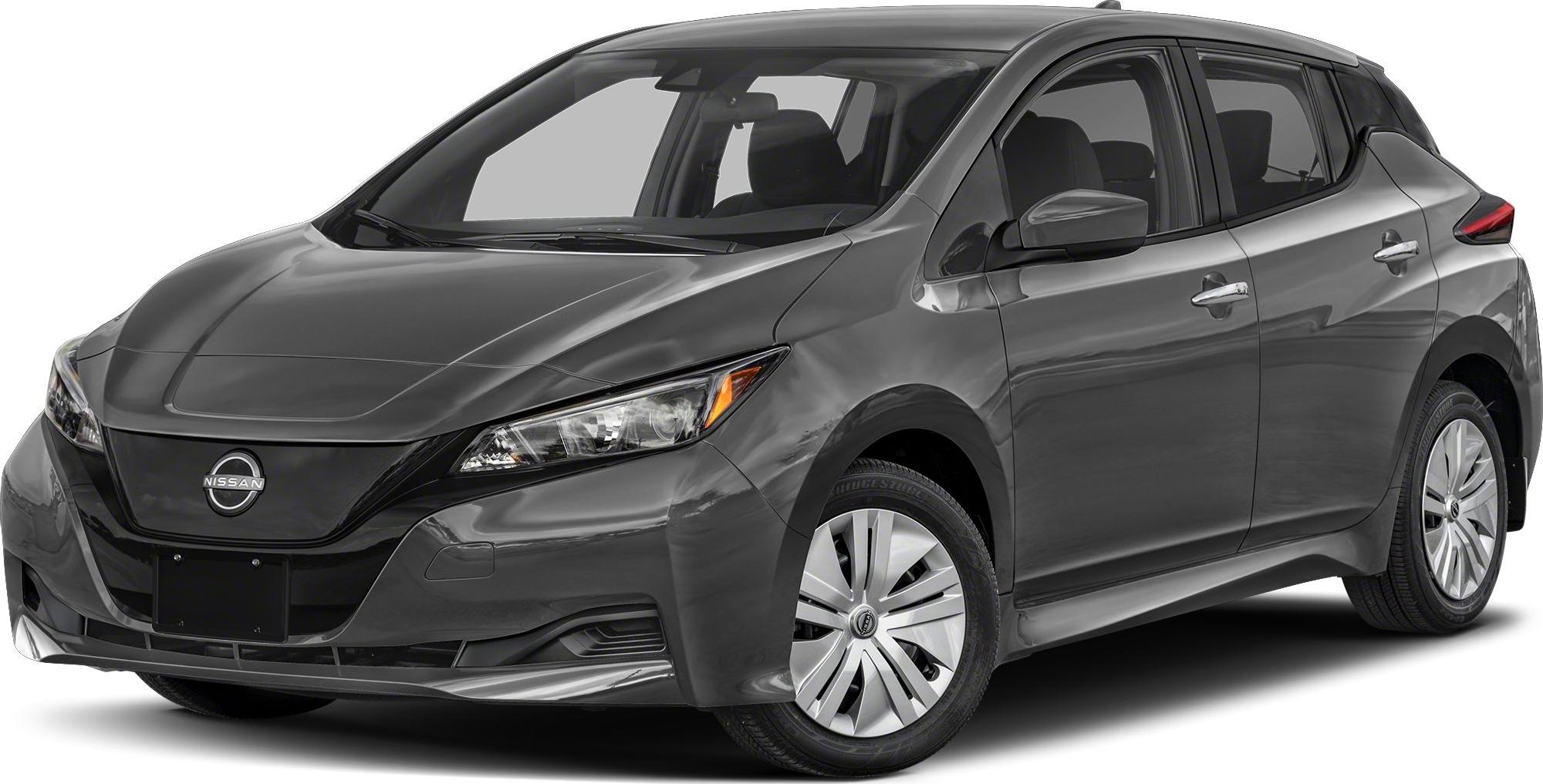 Front and side profile of a sleek electric hatchback with aerodynamic styling.