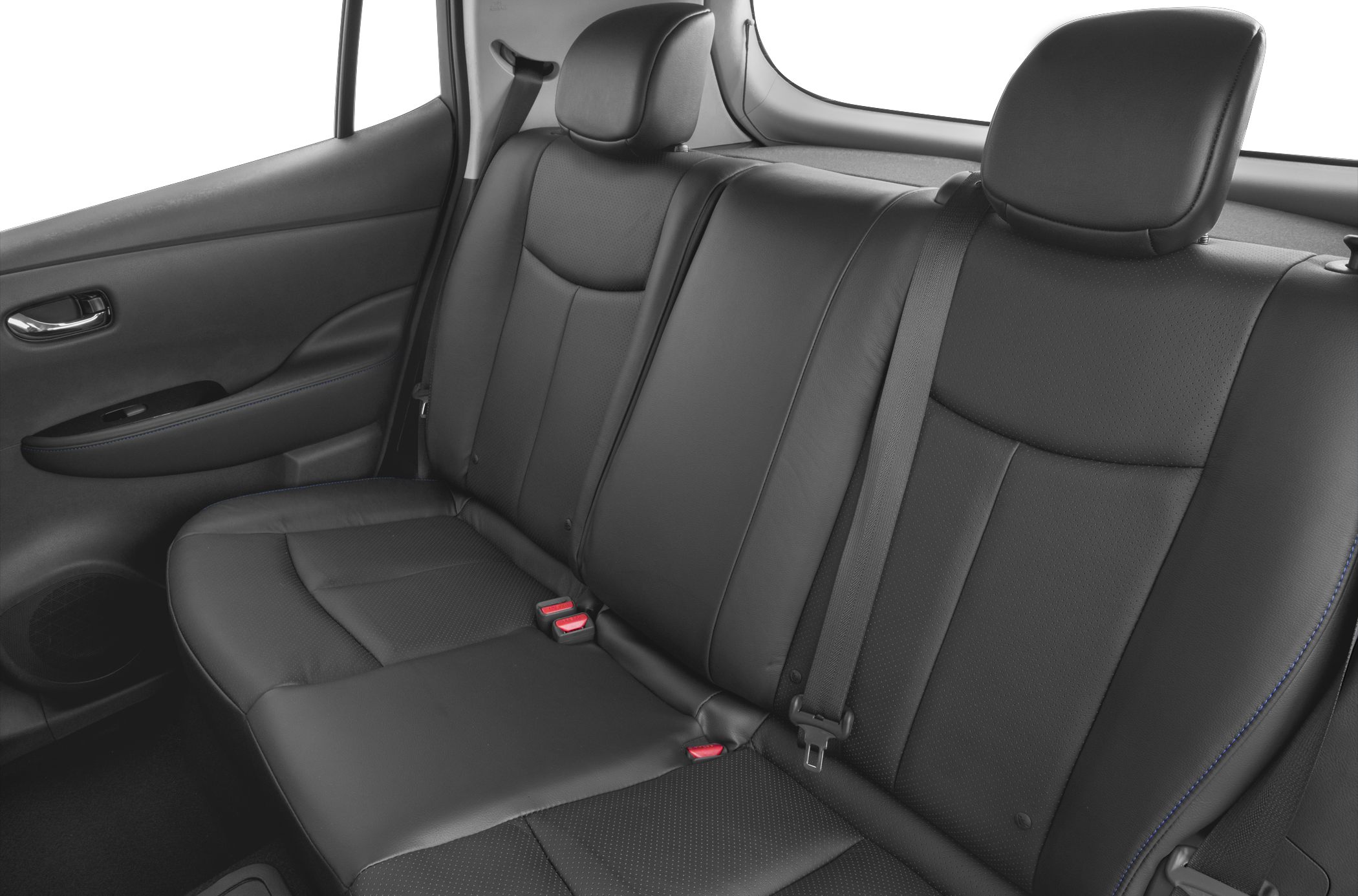 Black leather rear seats with headrests and seat belts