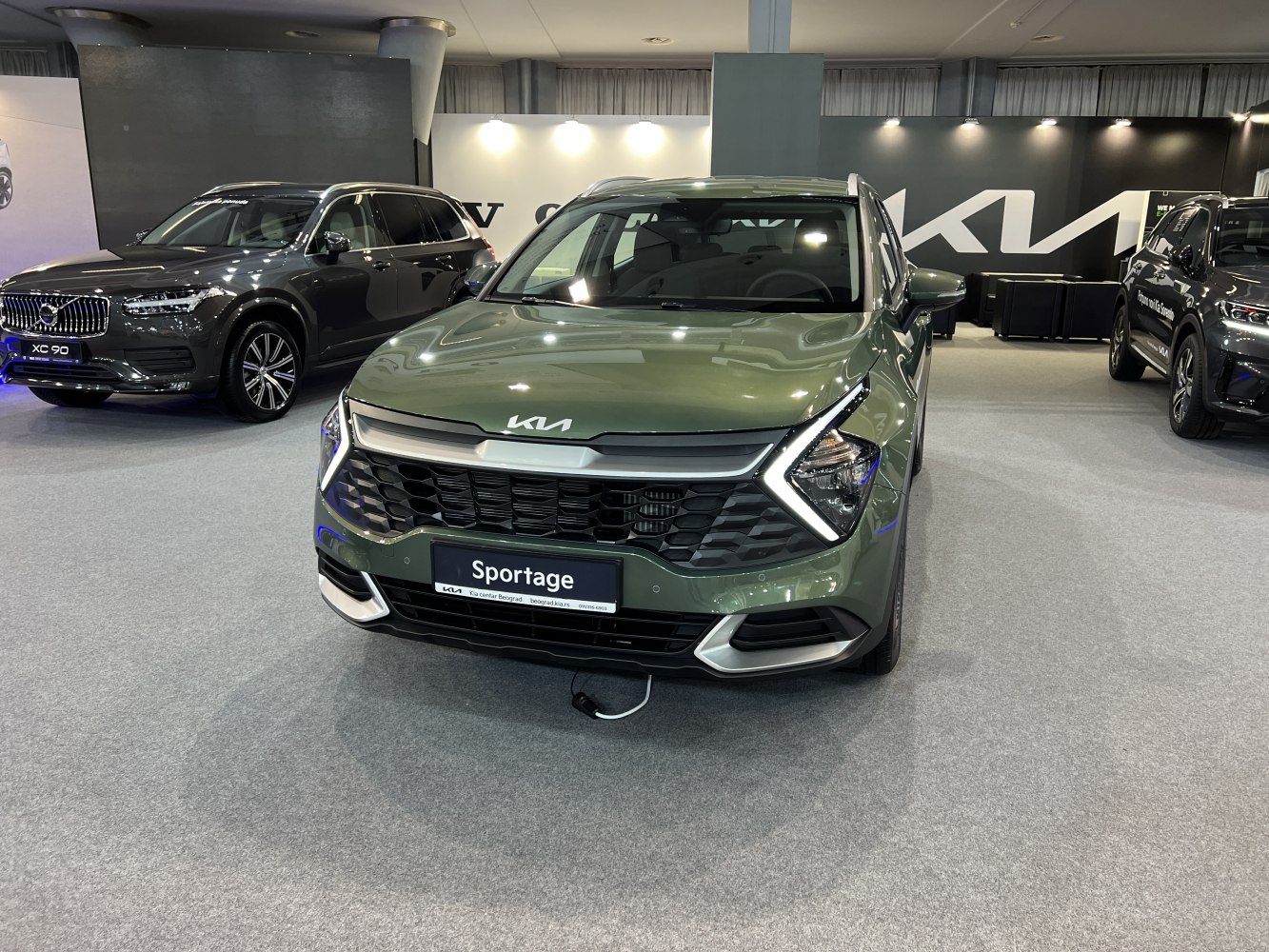 Front view with distinctive grille and angular LED headlights