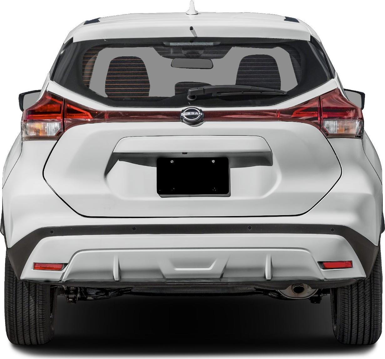 Rear view with distinctive taillights and rear bumper design