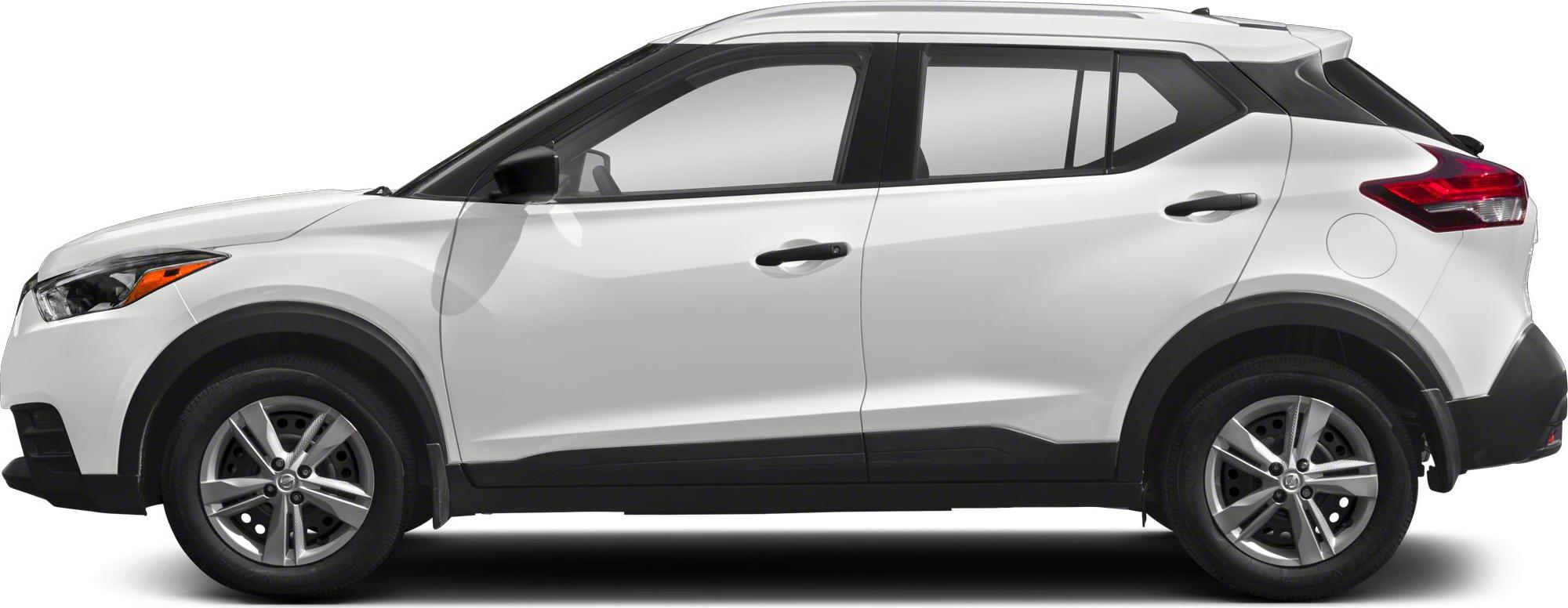 Side profile of white compact SUV with alloy wheels