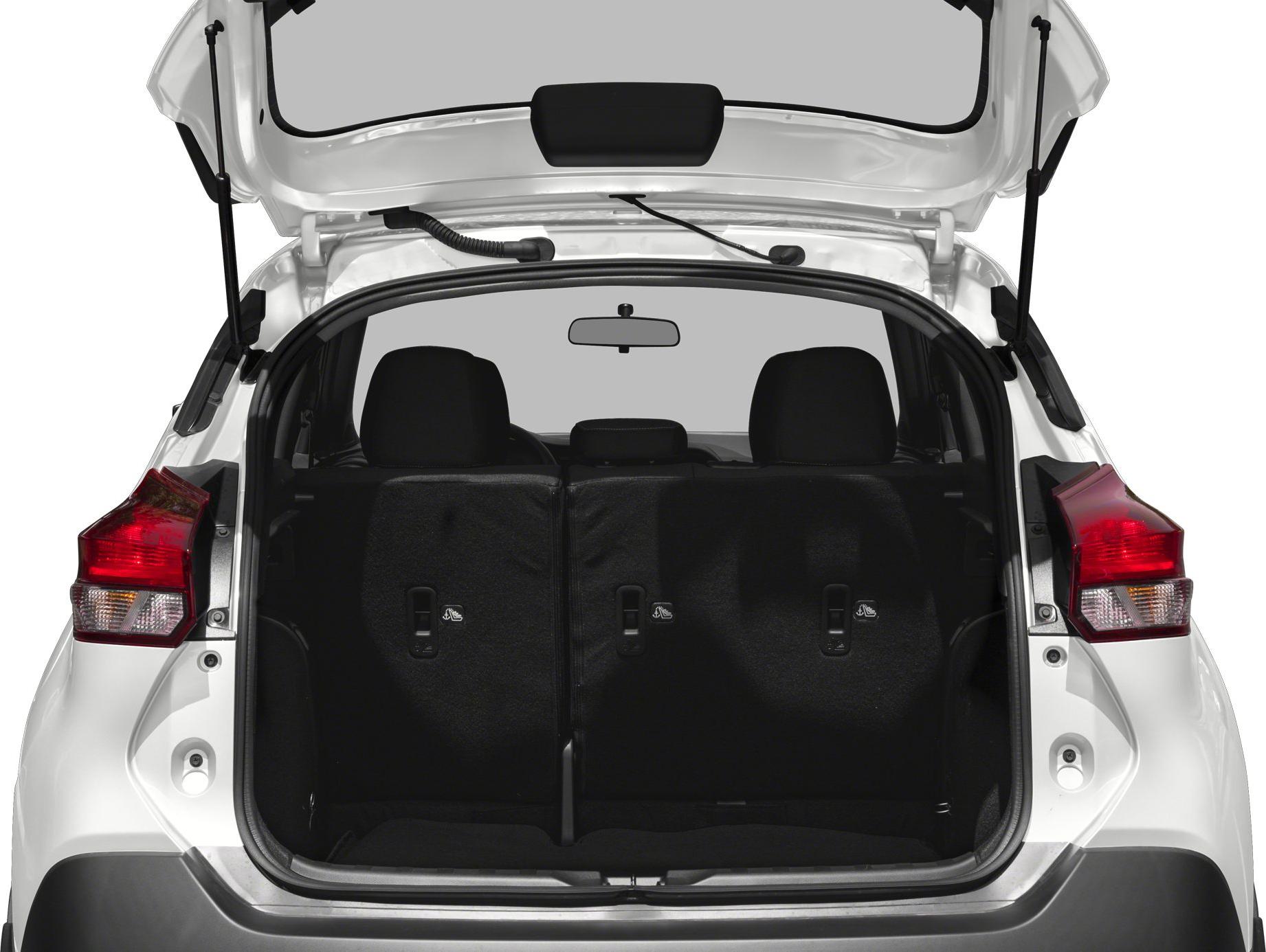 Open rear hatch with split-folding rear seats and visible cargo space.