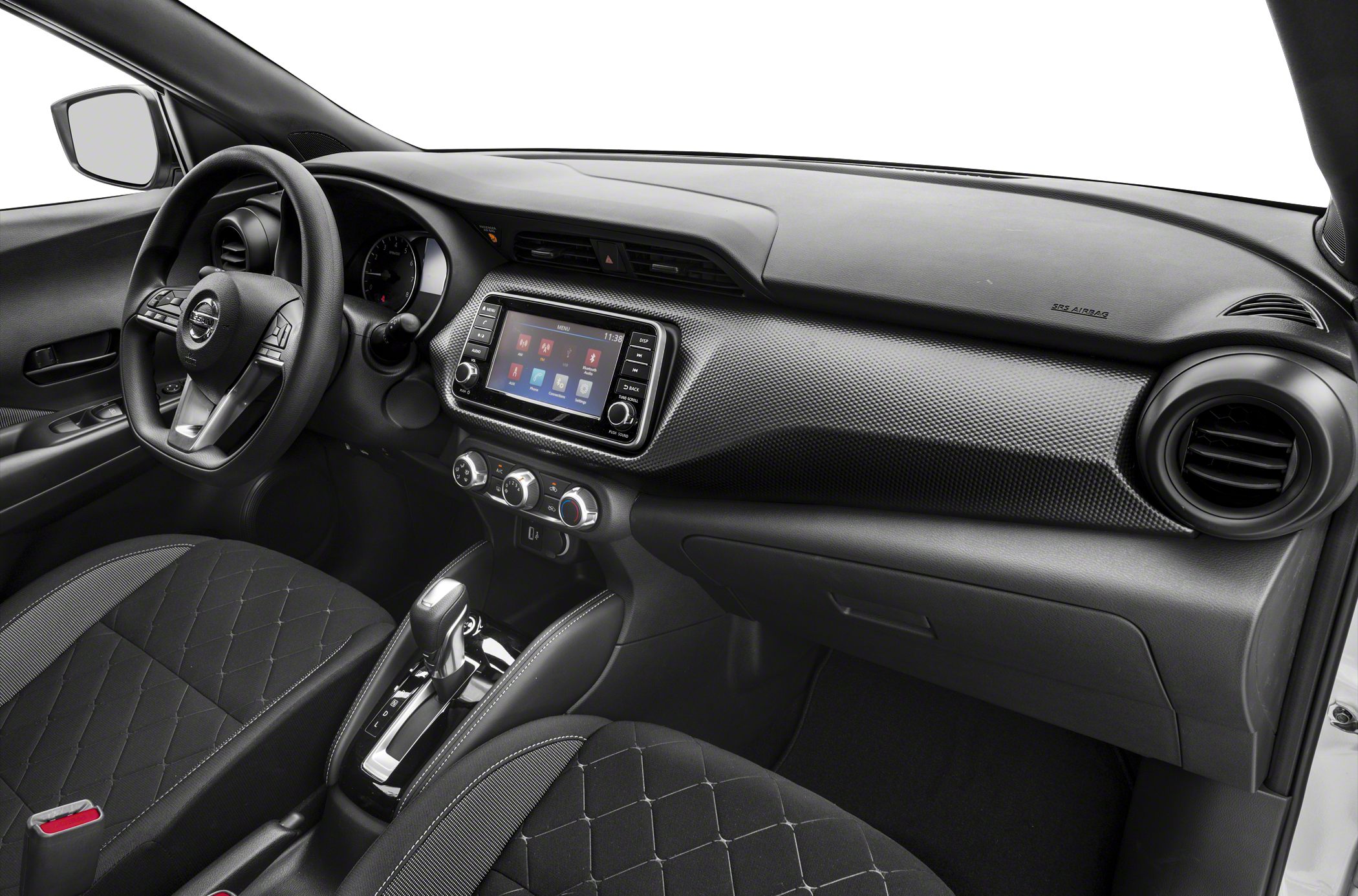 Modern dashboard with touchscreen infotainment and ergonomic seats