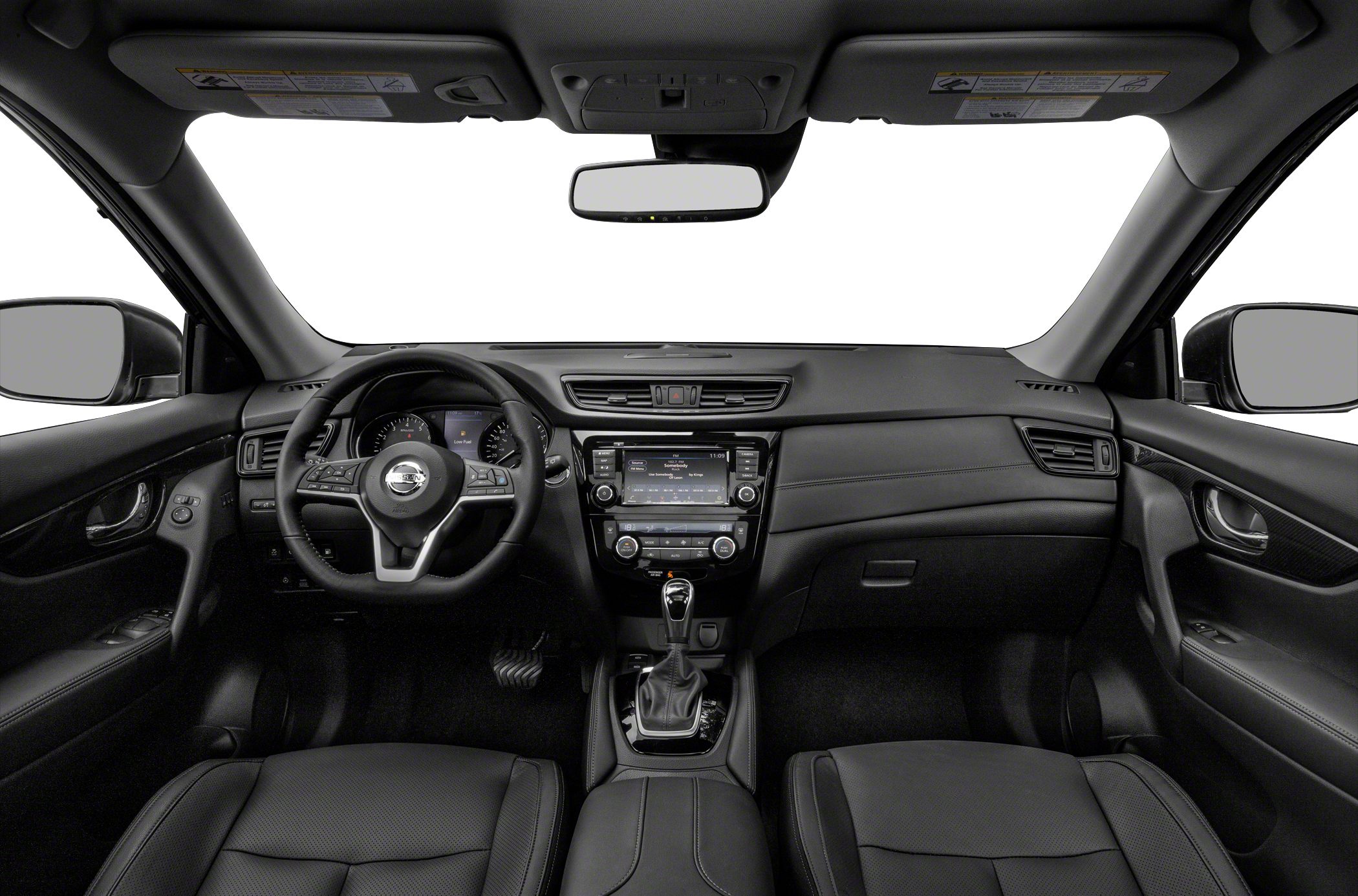 Dashboard, steering wheel, center console interior view