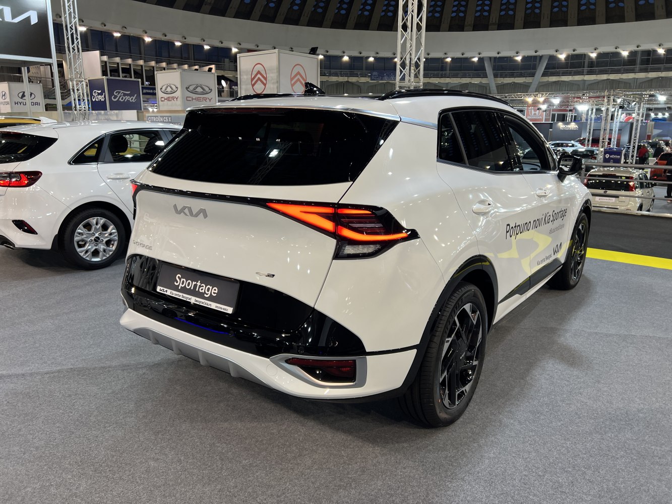 Angular LED taillights with black lower bumper accents on SUV rear