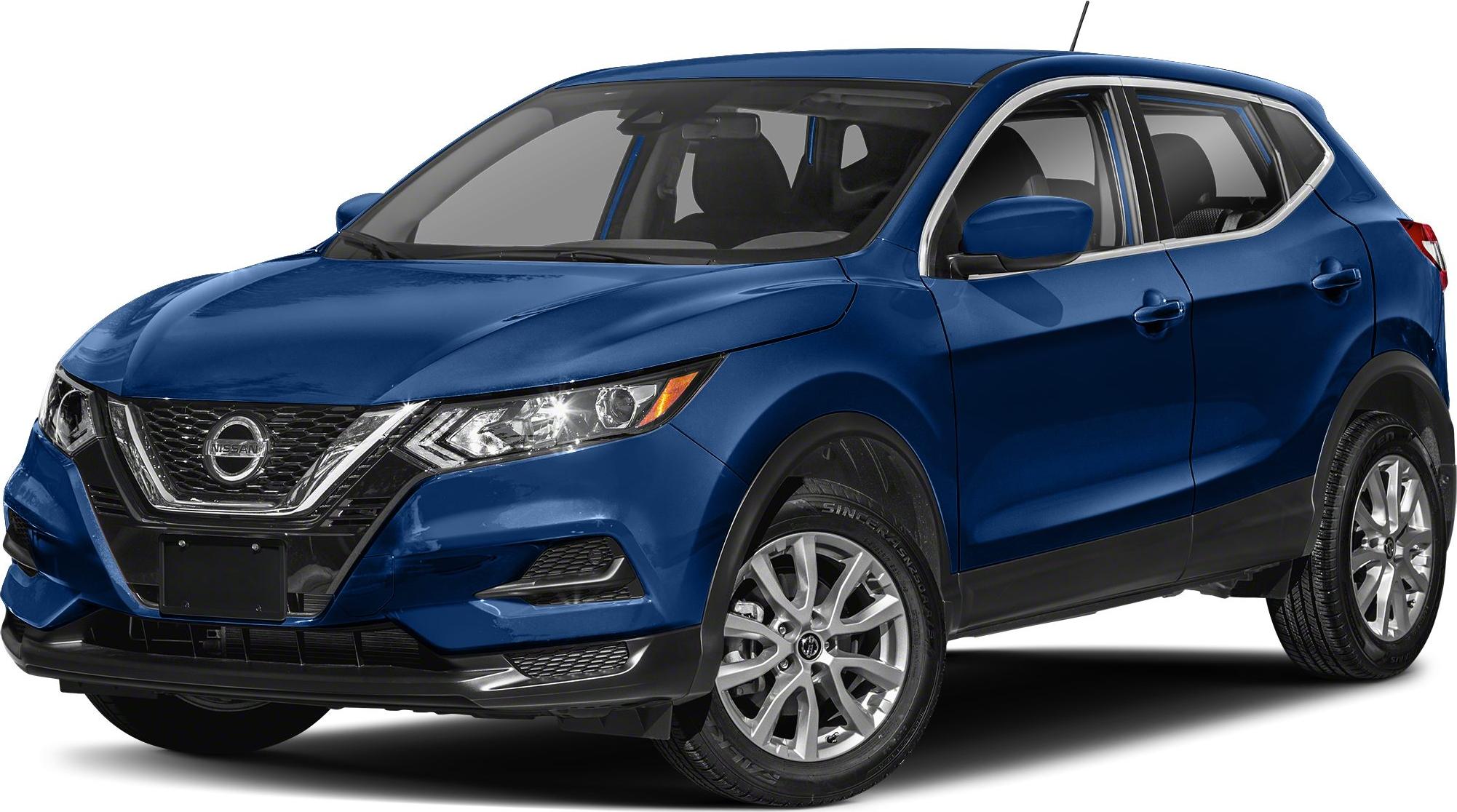 Blue SUV front three-quarter view with highlighted grille and headlights