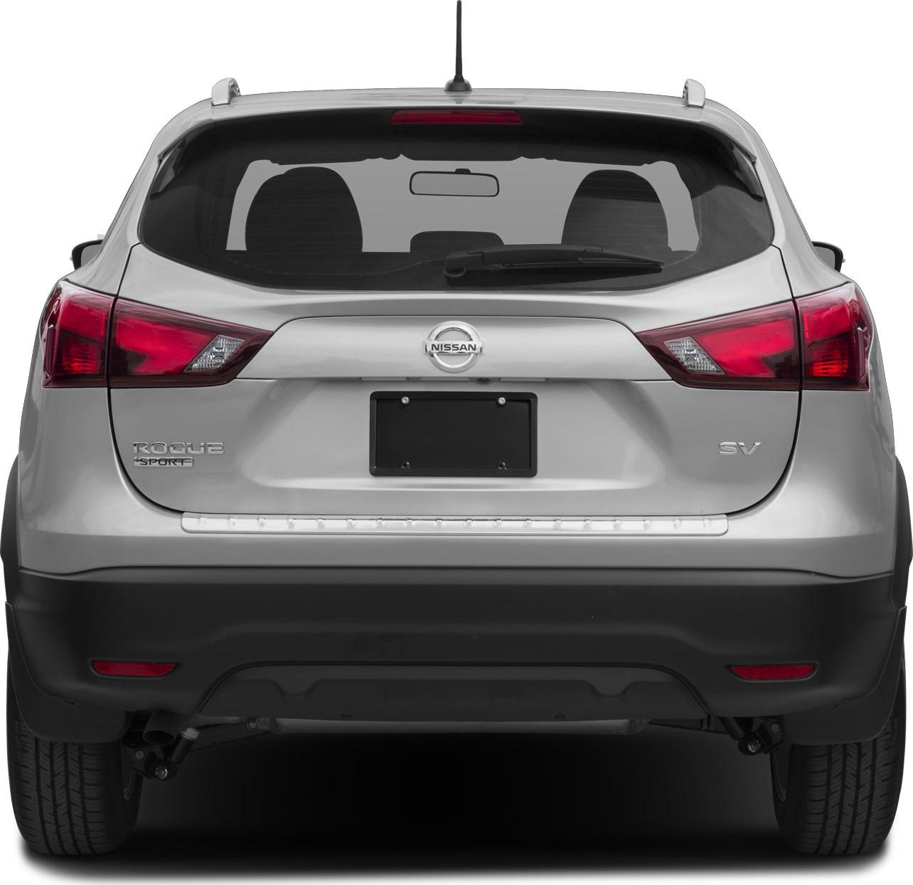 Rear view showing taillights, rear window, bumper, and emblem.