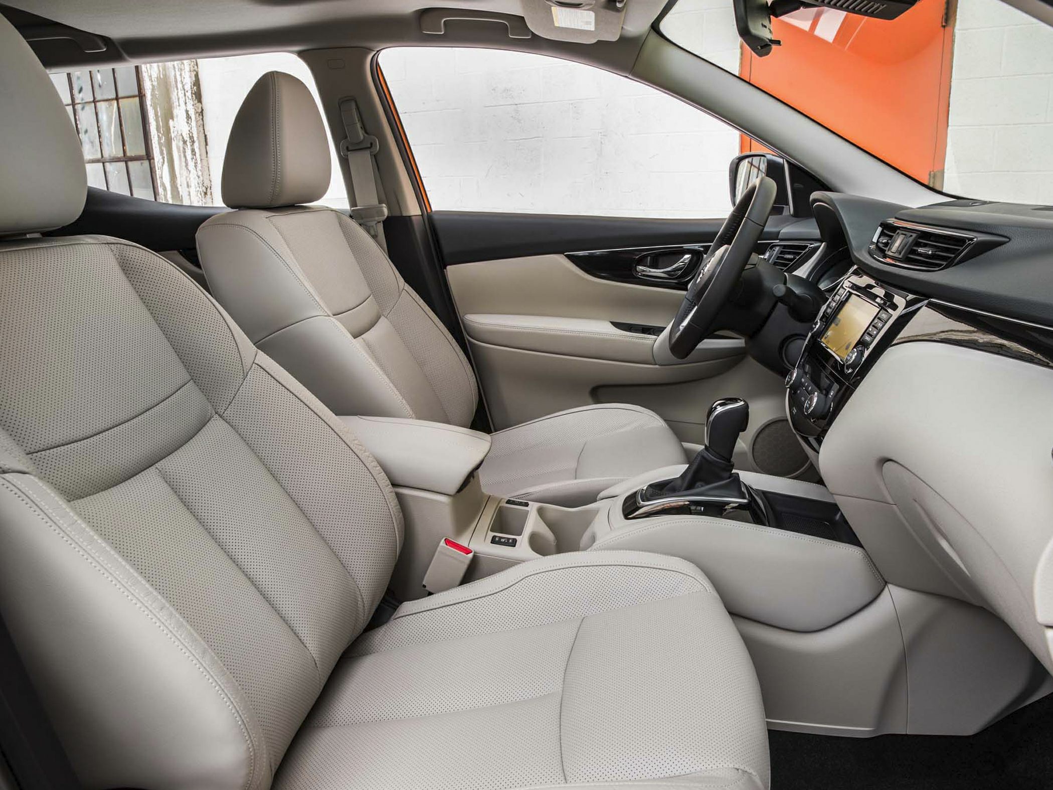 Spacious interior with leather seats and modern dashboard