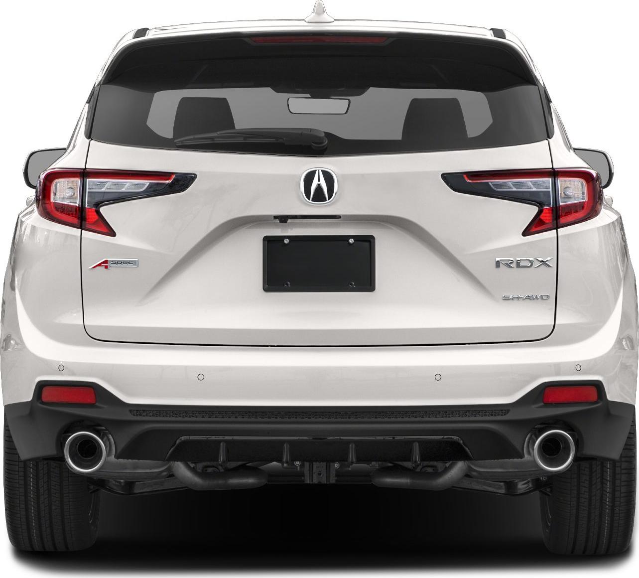 Rear design with sharp tail lights and dual exhaust pipes