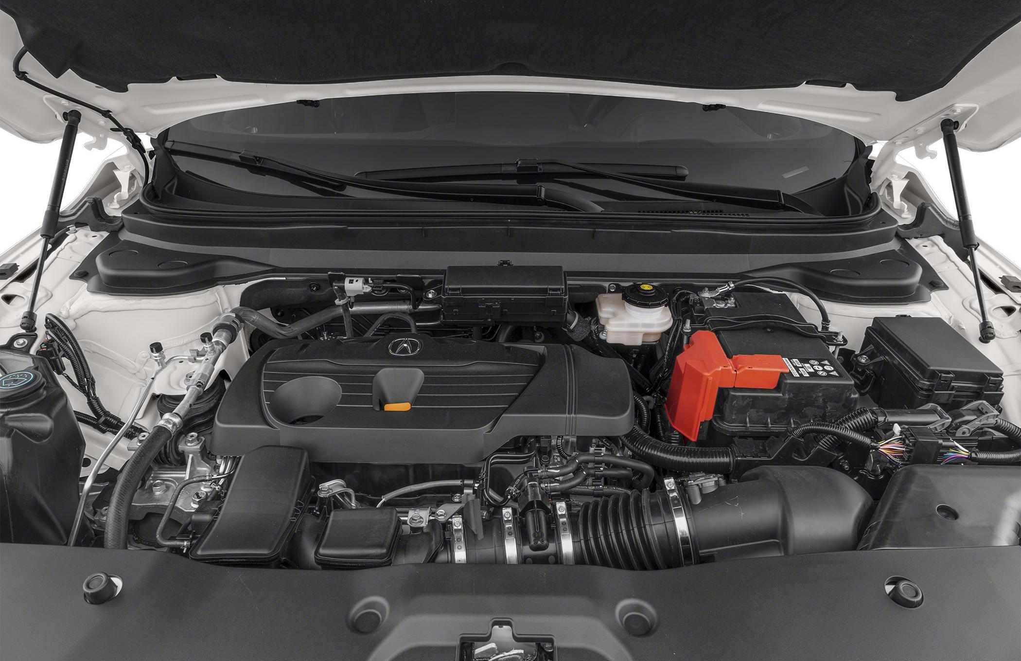 Modern Acura RDX engine bay with new components and layout