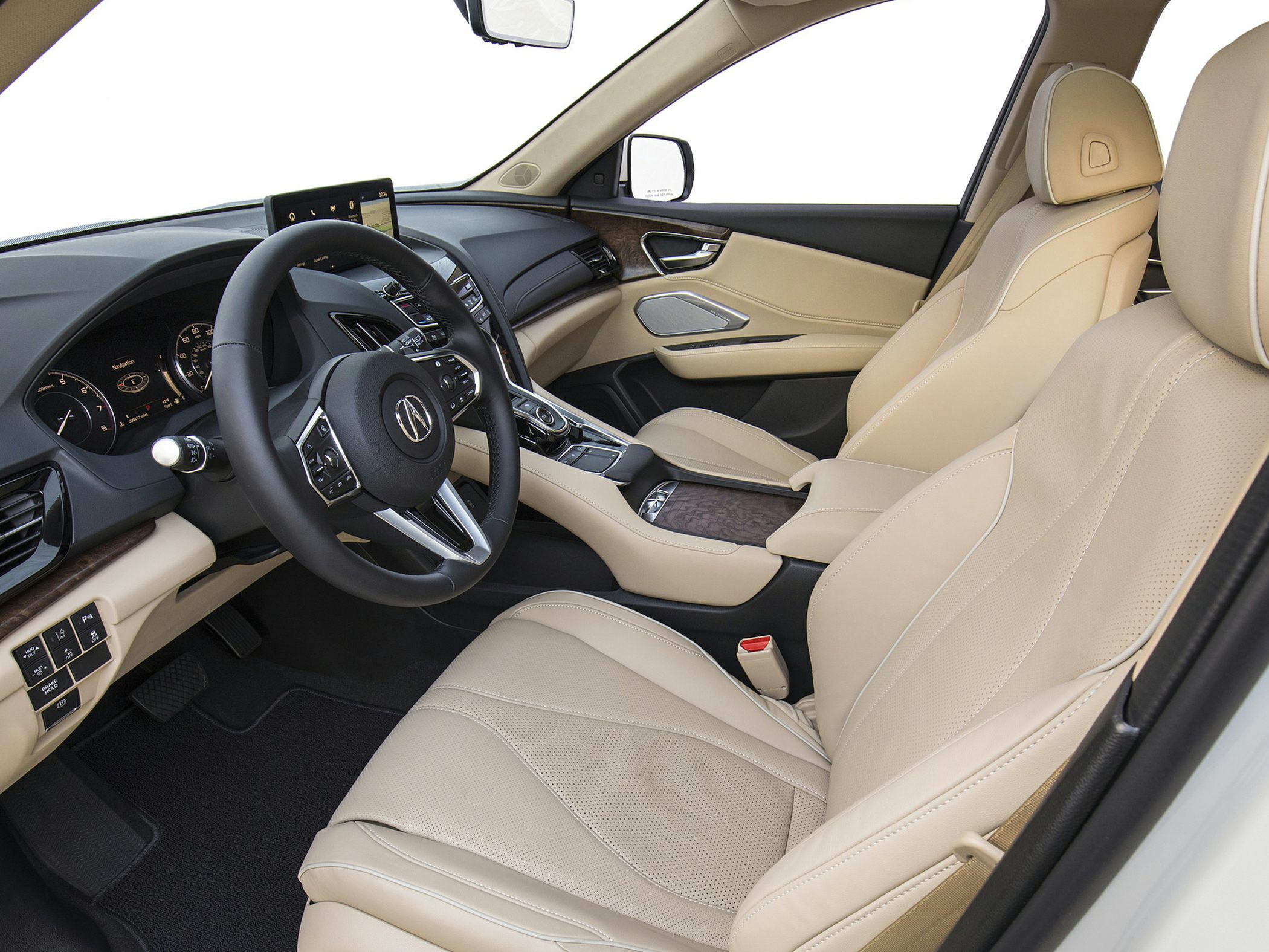 Beige leather seats and modern dashboard interior