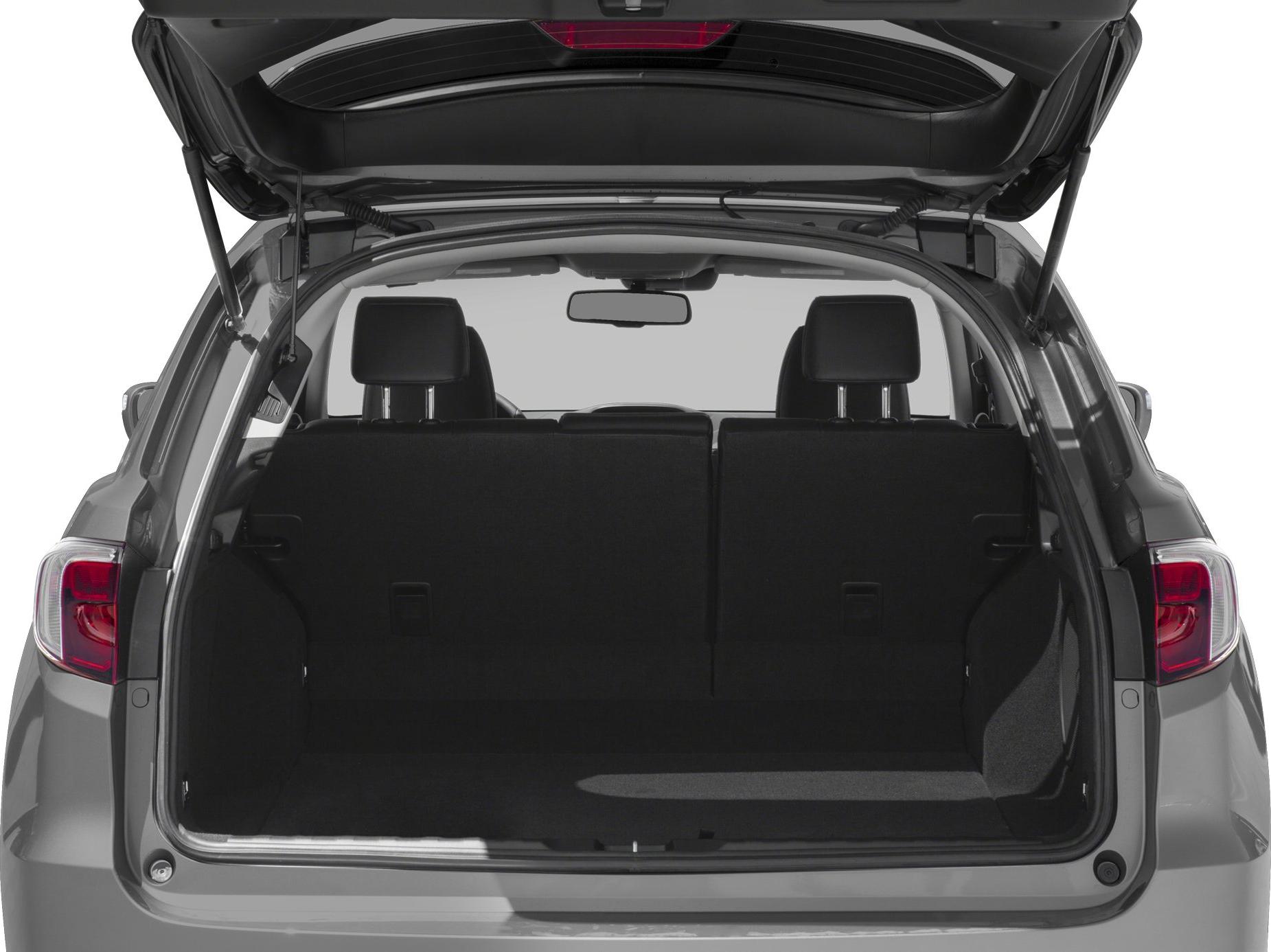 Open spacious cargo trunk with rear seats in upright position.