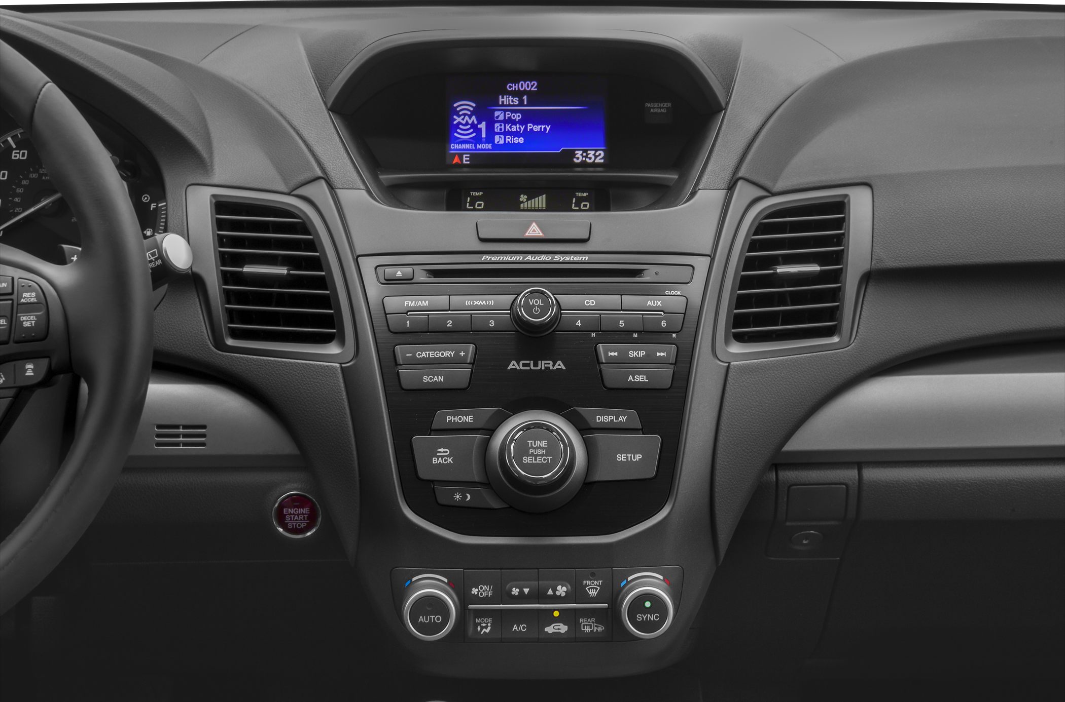 Interior dashboard with audio system and climate controls