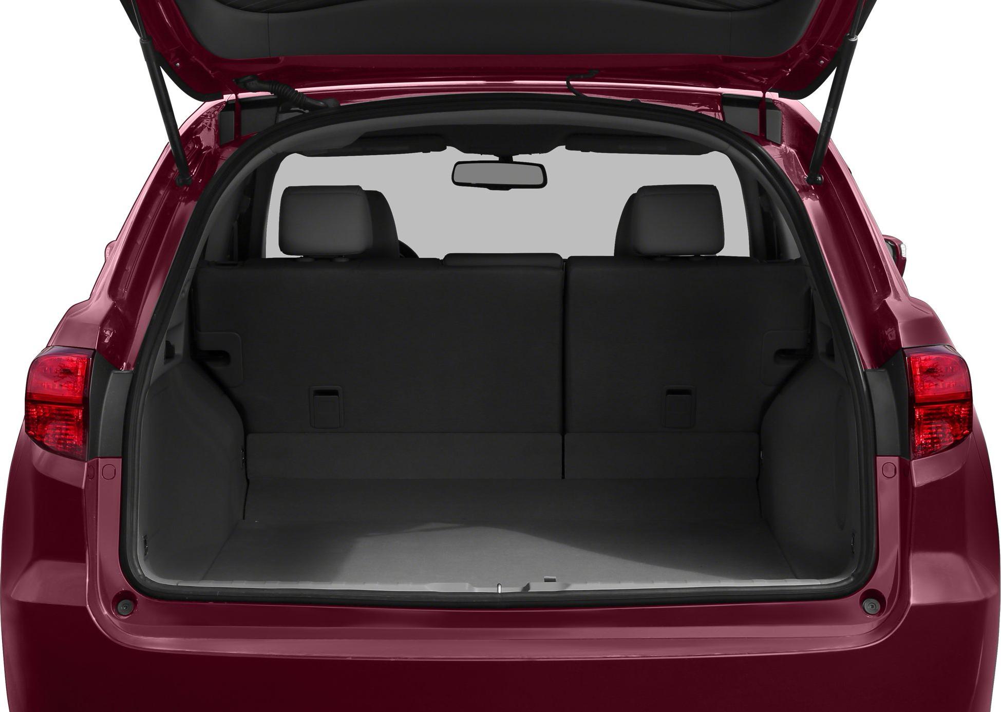 Spacious SUV open rear cargo area with visible rear seats and liftgate