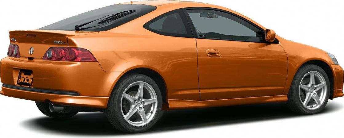 Side rear view of sporty coupe with alloy wheels