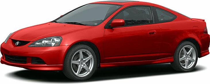 Red coupe with sleek front side design and alloy wheels.
