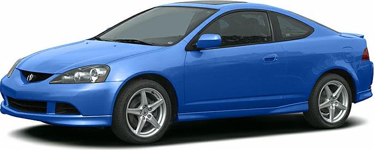 Blue sport coupe with aerodynamic shape and five-spoke alloy wheels