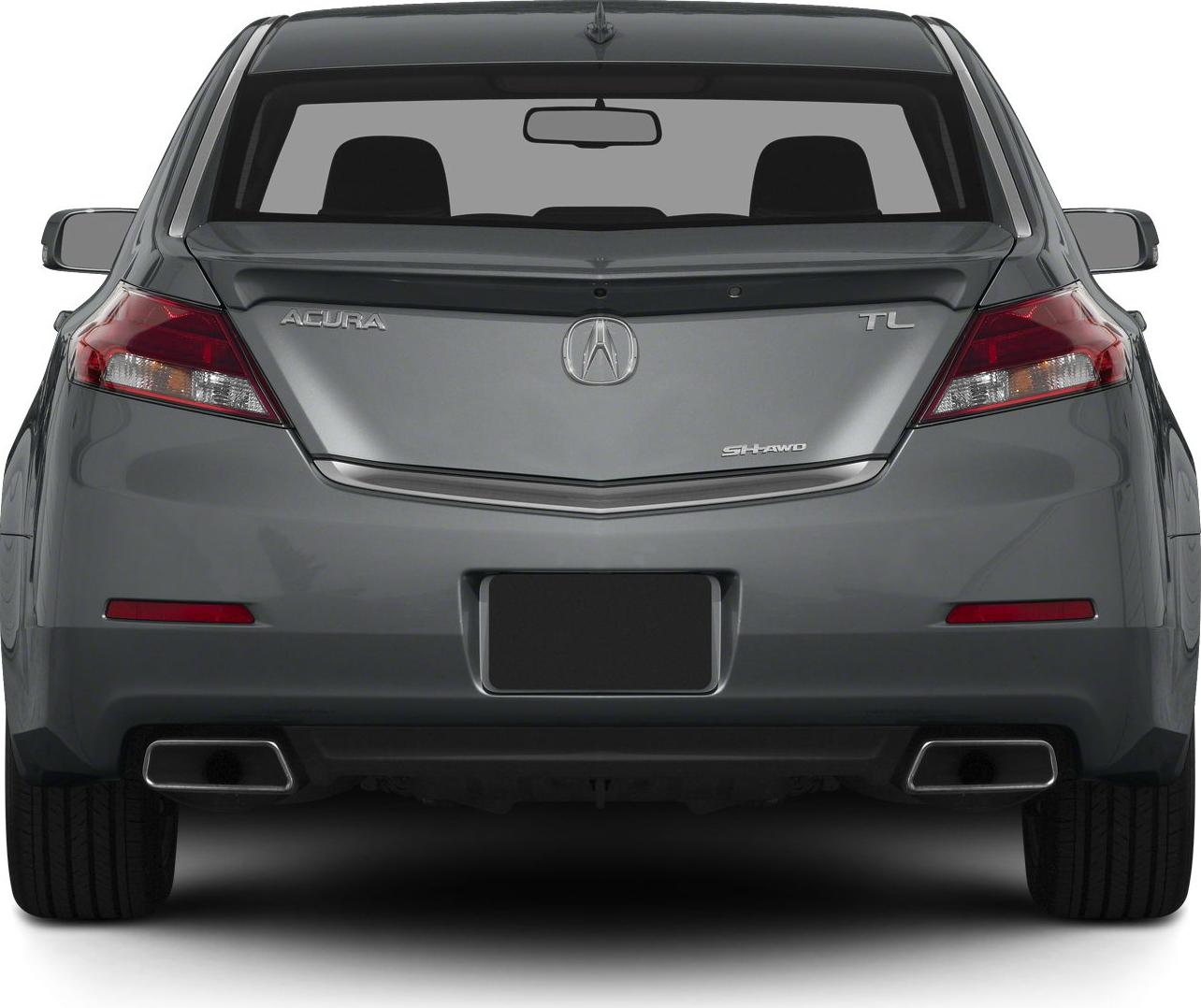 Rear view showing spoiler, dual trapezoidal exhaust tips, and angular taillights