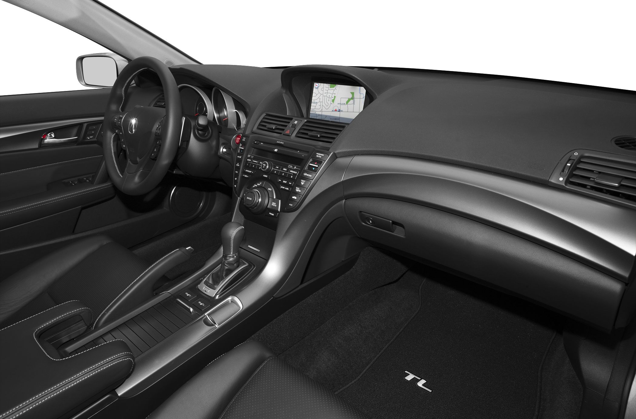 Dashboard with navigation system and center console controls