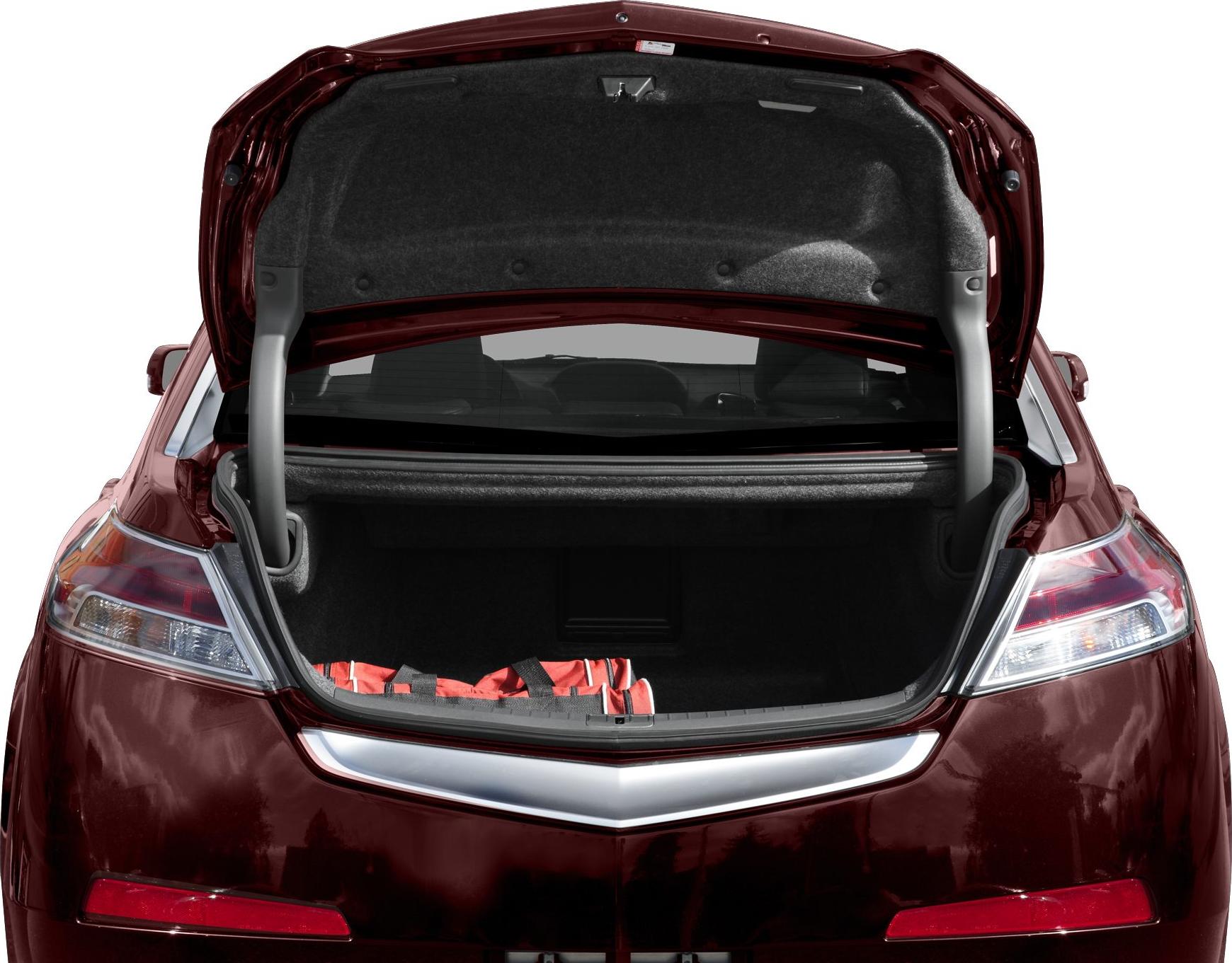 Open trunk with spacious cargo area and black interior lining