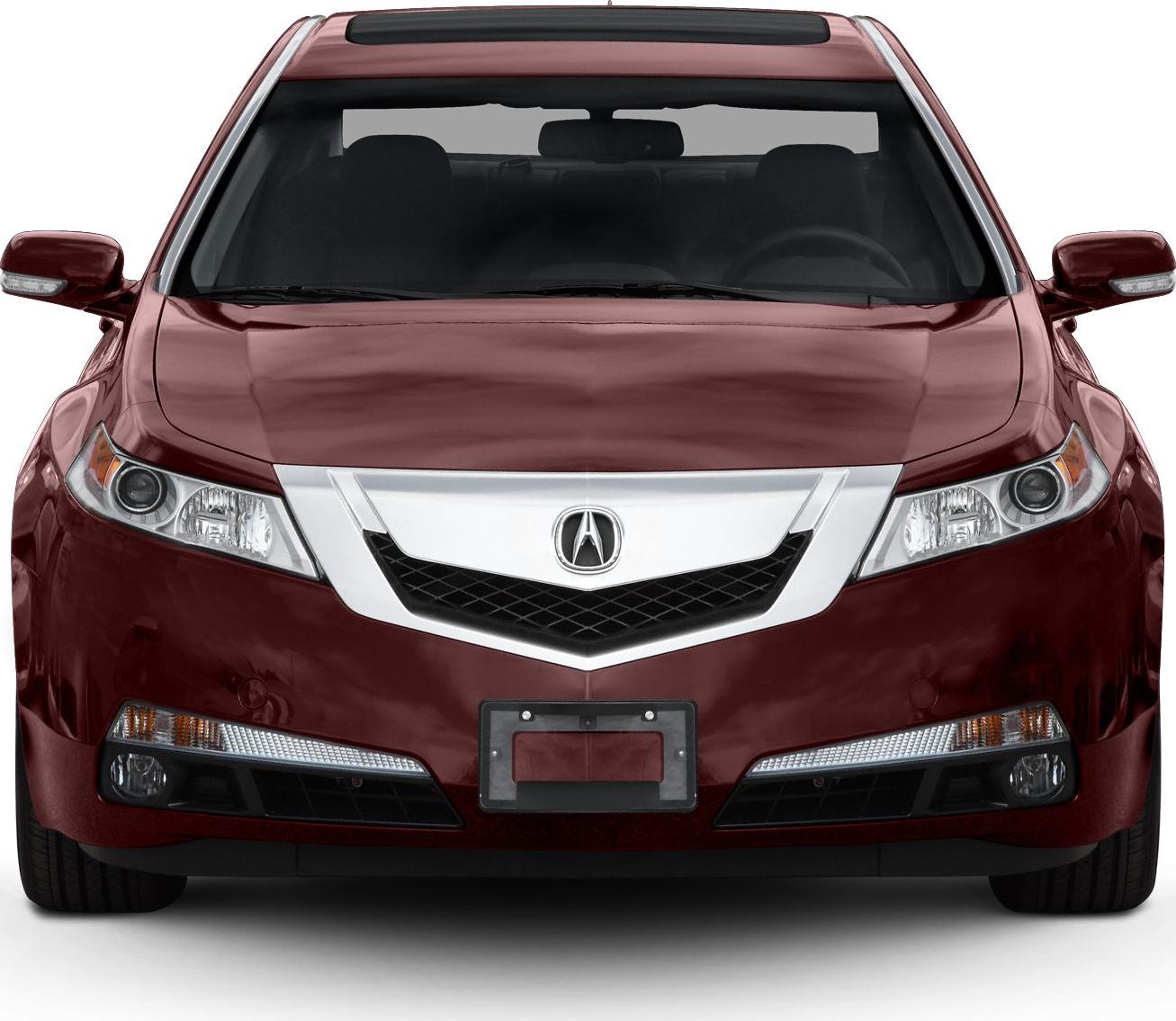 Front view of a sedan with a distinctive grille and headlights