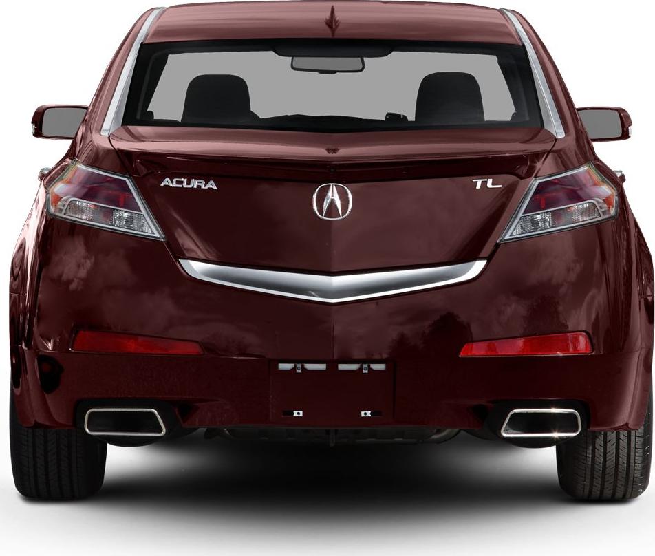 Rear view with dual rectangular exhaust and distinctive tail lights