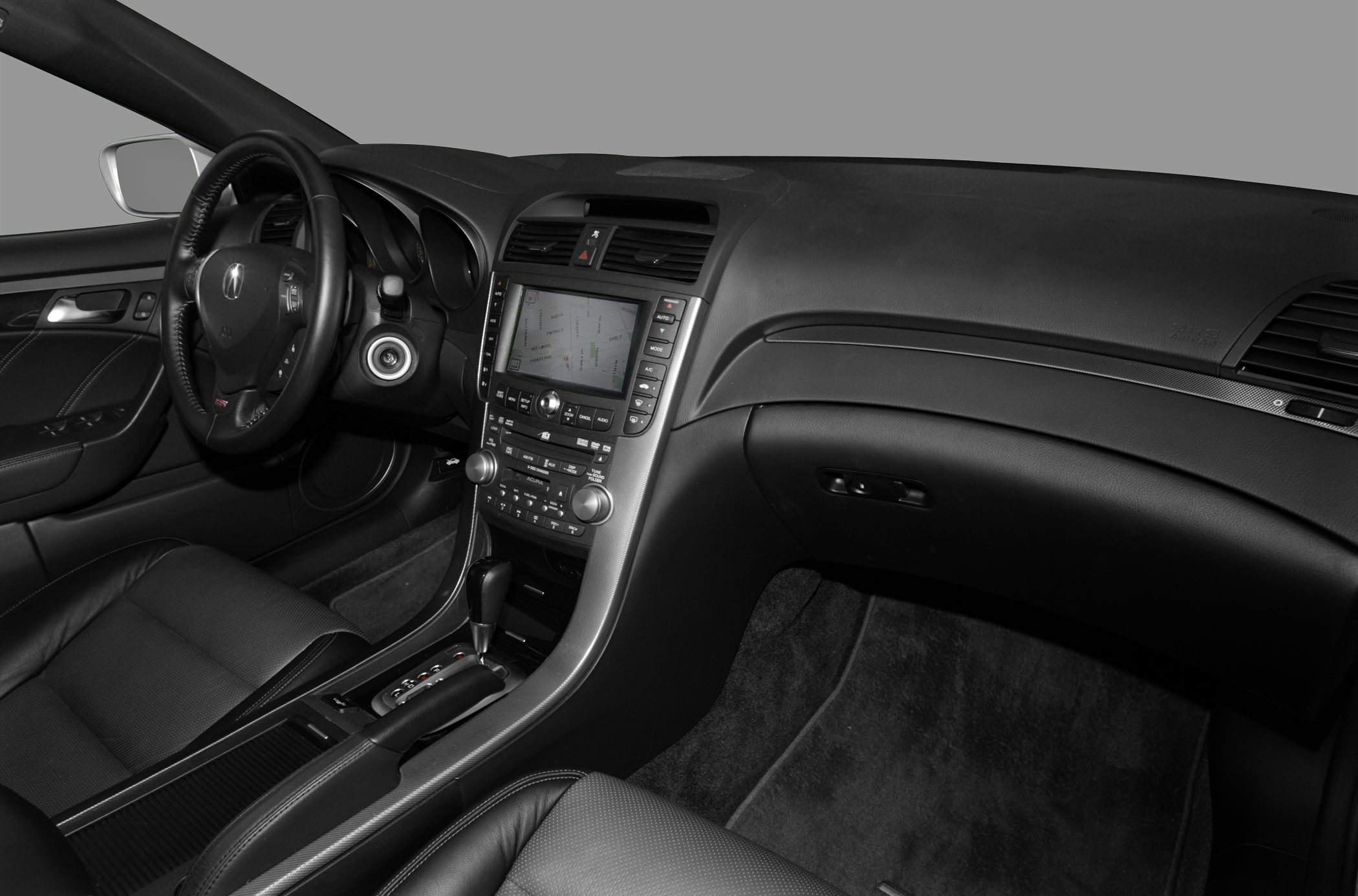 Dashboard with navigation system and leather seats