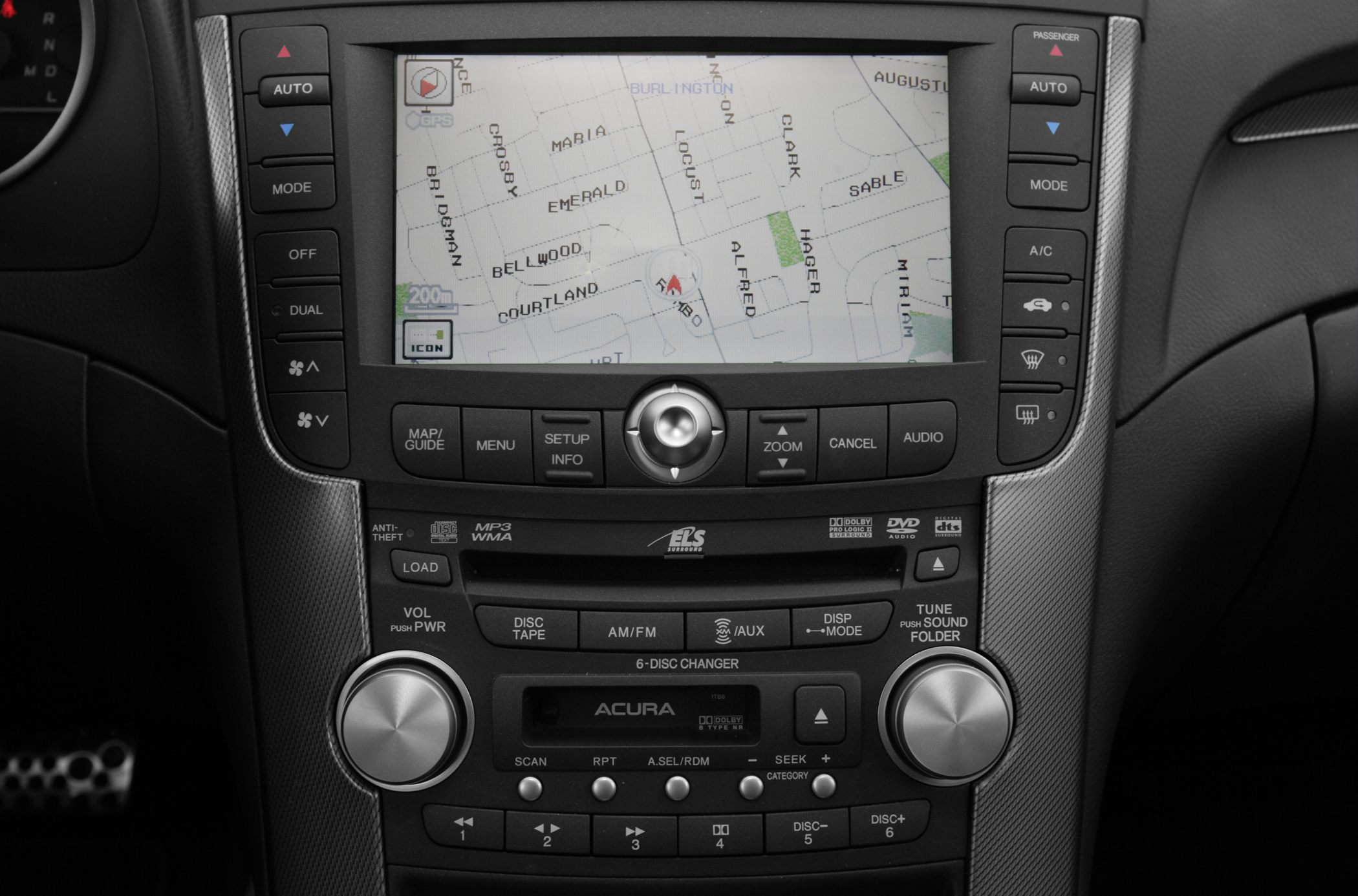 Dashboard GPS navigation and 6-disc audio control center