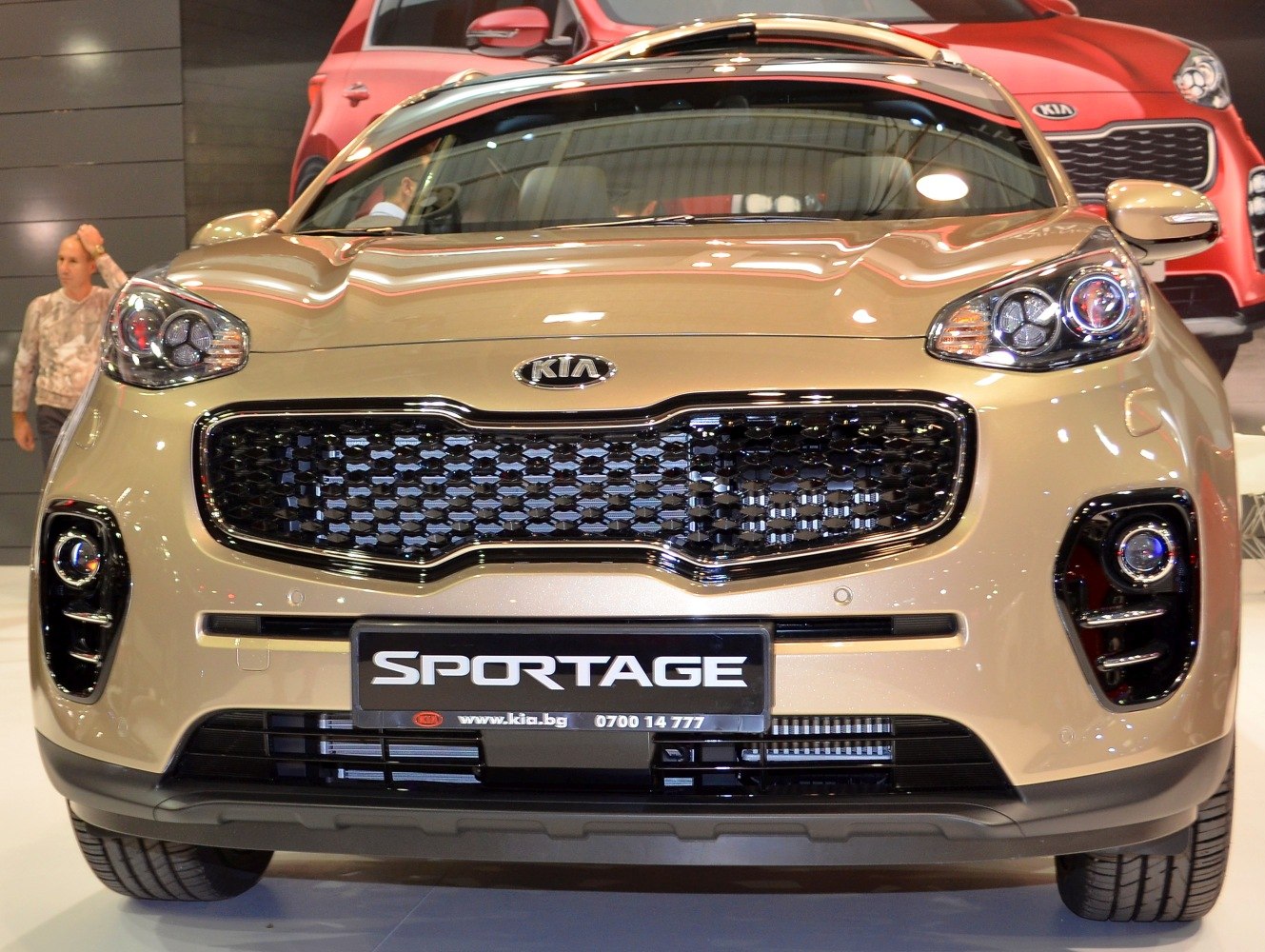 Close-up of front grille and headlights with unique headlamp design