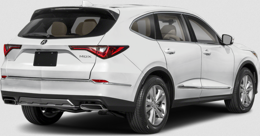 Rear and side view of a sleek modern SUV with distinctive tail lights and exhaust.