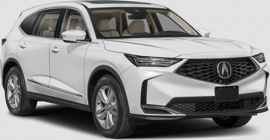 Modern front grille and LED headlights on premium white SUV