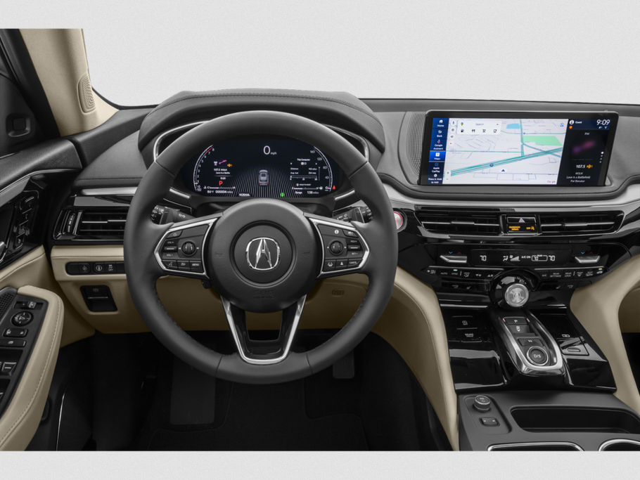 Digital instrument cluster and widescreen infotainment navigation display.