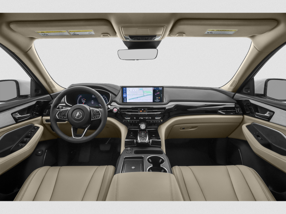 Digital dashboard, touchscreen infotainment, beige leather seats interior