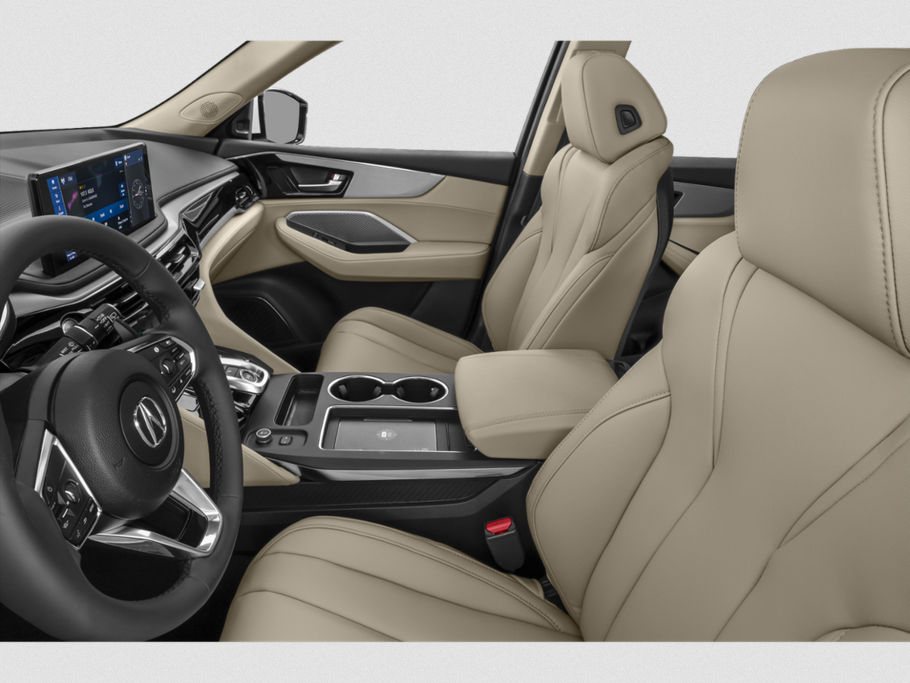 Beige leather seats and high-tech interior with digital display