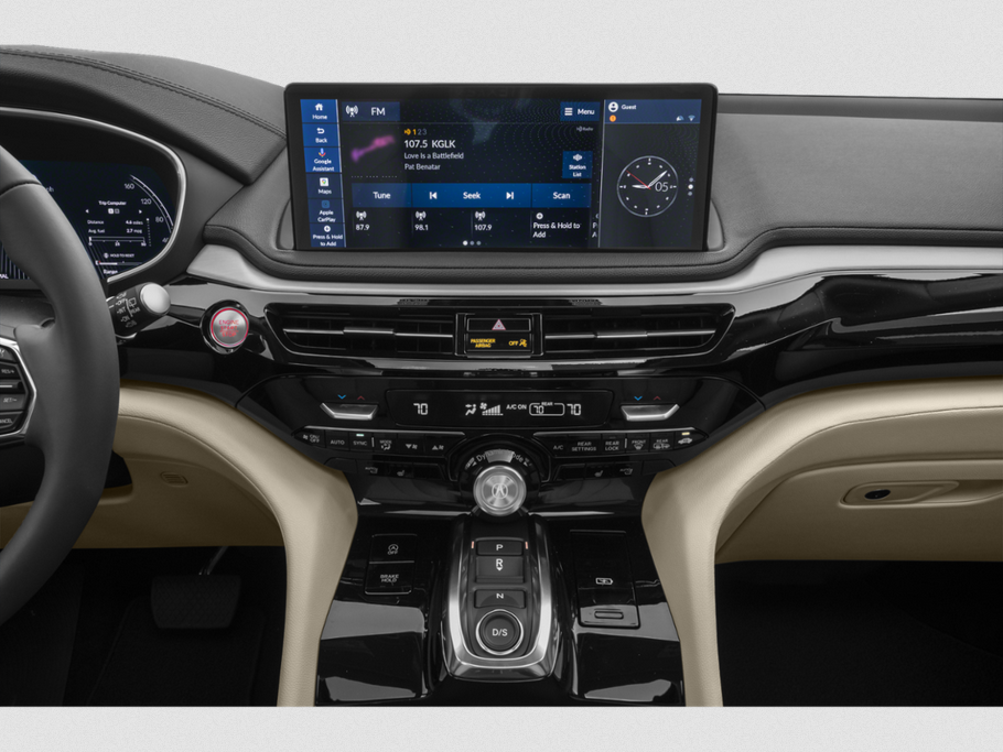 Modern dashboard with digital infotainment and climate control