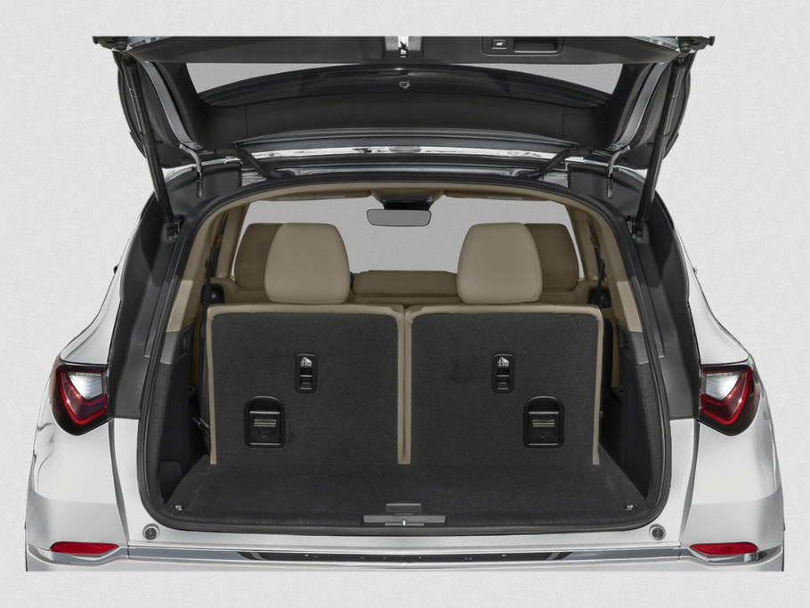 Spacious SUV trunk with open hatch and rear seats visible