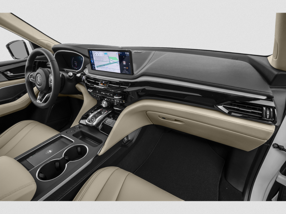 Dashboard and beige interior with touchscreen infotainment