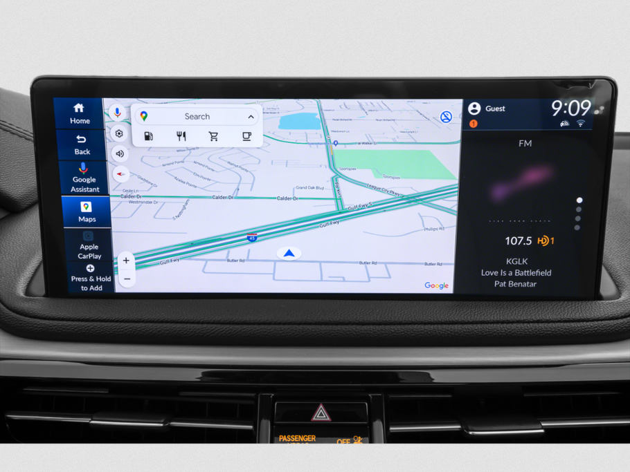 Widescreen infotainment system with navigation and media display