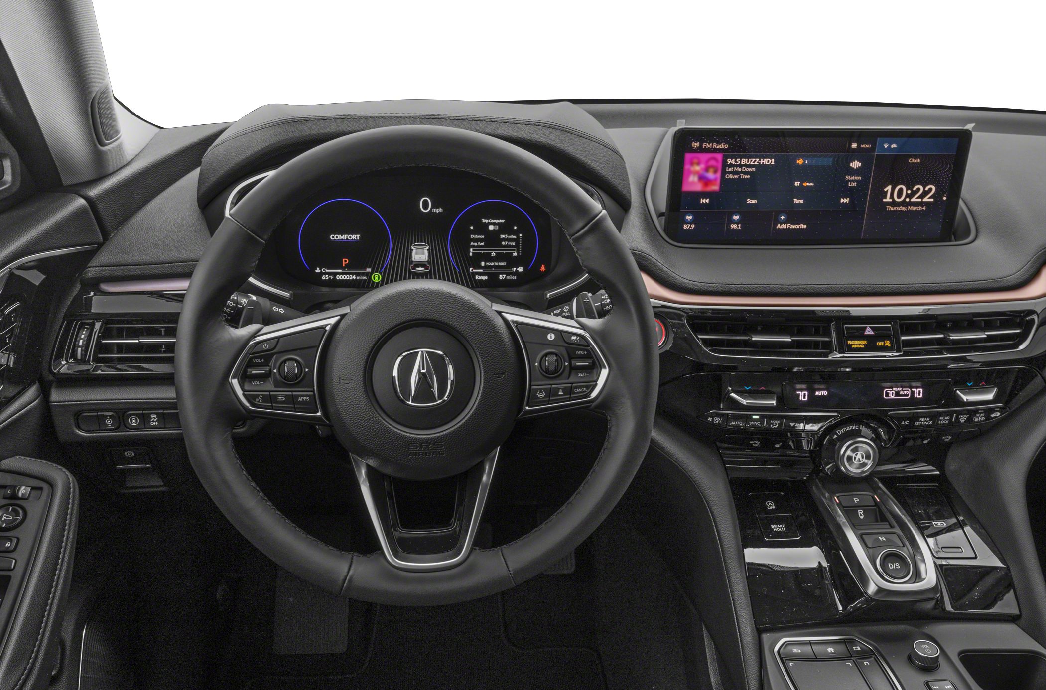 Digital instrument cluster and touchscreen infotainment with advanced control panel