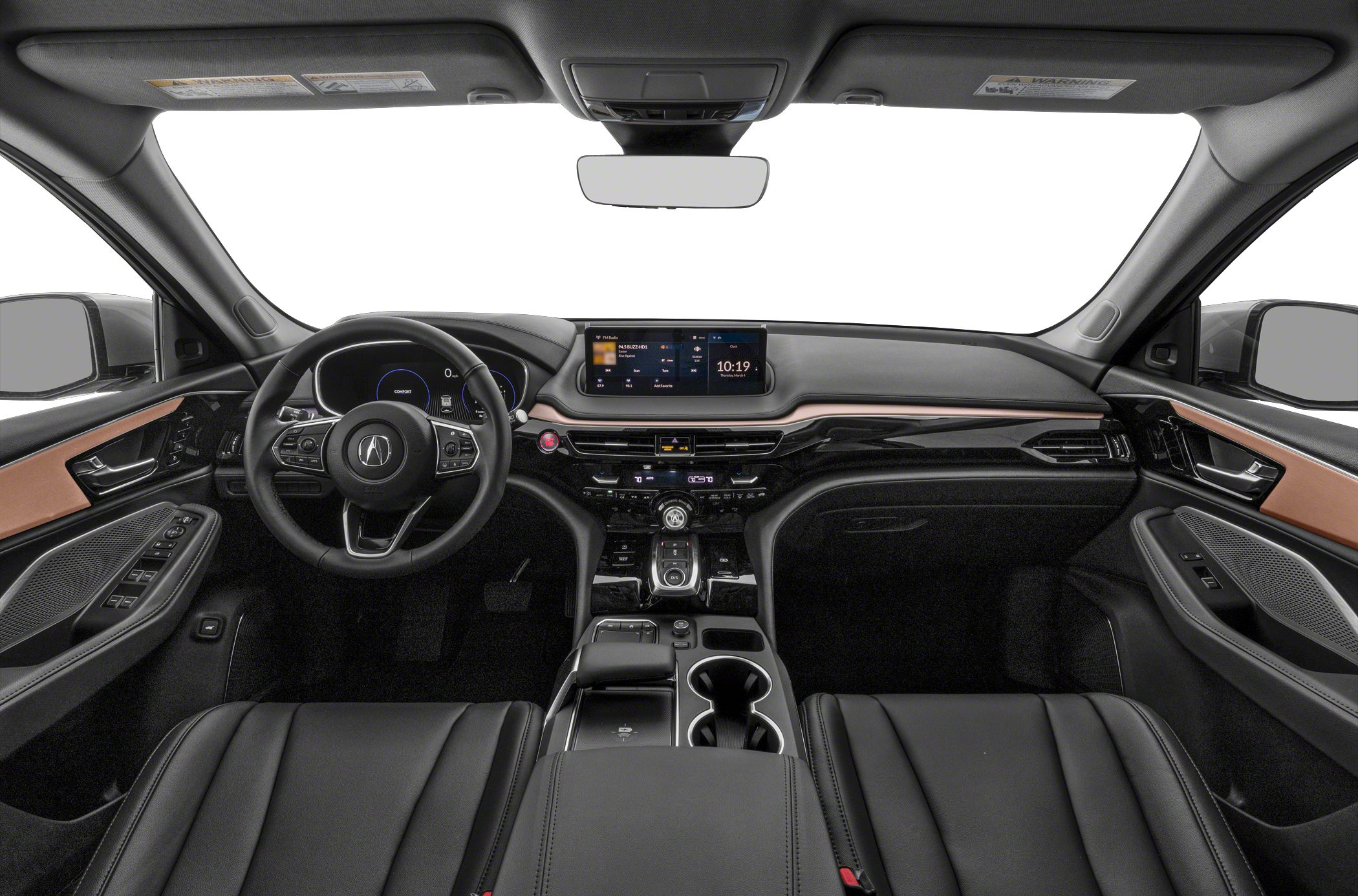 Luxury SUV interior with digital instrument cluster and infotainment screen
