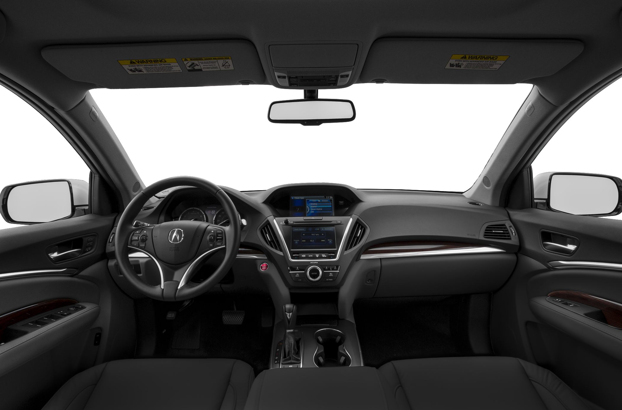 Dashboard, steering wheel, center console, infotainment screens