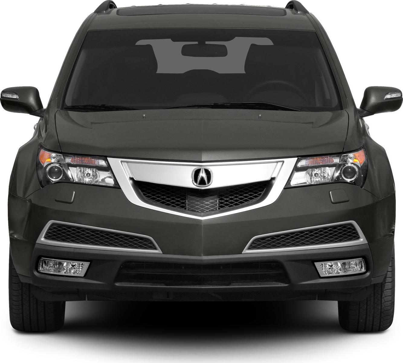 Front view showing chrome grille, headlights, and roof rails.
