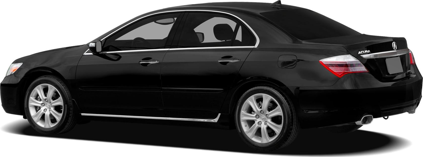 Black sedan side and rear profile with alloy wheels and chrome trim.