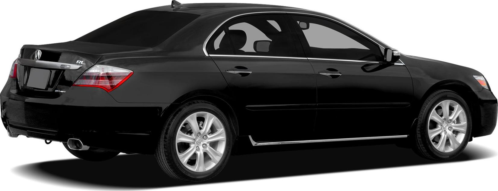 Rear side view of black sedan with alloy wheels and chrome trim